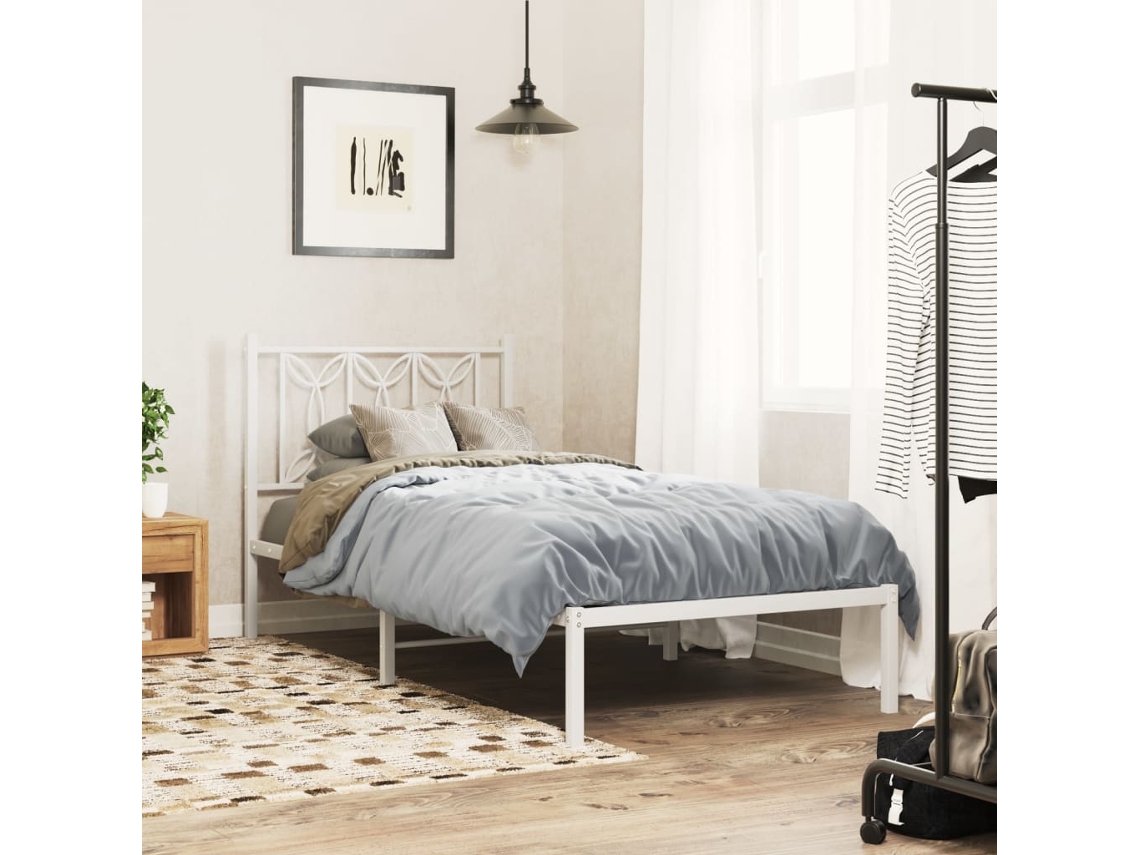Vidaxl Estrutura De Cama Sem Colchão Com Cabeceira 75x190 Cm Branco