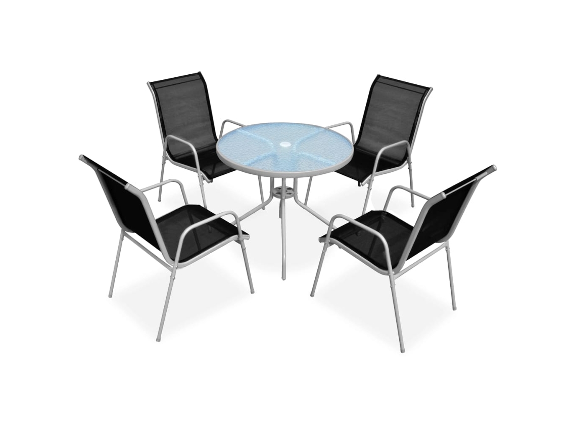 Conjunto De Jantar Para Jardim 5 Pcs 80x71 Cm Aço Preto/cinza Dkd Home Decor