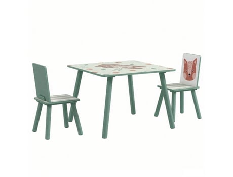 Conjunto de Mesa e Cadeiras Infantil, com Estampa de Animais, Conjunto de Mesa e Cadeiras Infantil, Ideal para Decoração de Casa e Trabalho, Verde Fozuanei