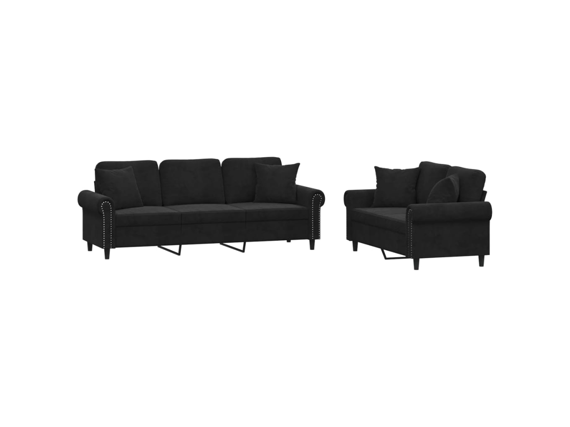 Sofa Set, Sofa Sets Vidaxl Preto Veludo (n/a)