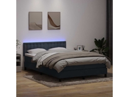 Vidaxl Cama Box Spring C/ Colchão E Led 160x210 Cm Veludo Cinzento-escuro