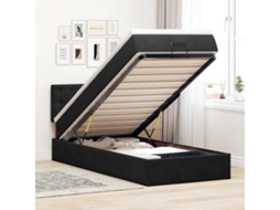 Vidaxl Estrutura de Cama Otomana com Colchão Preto Veludo