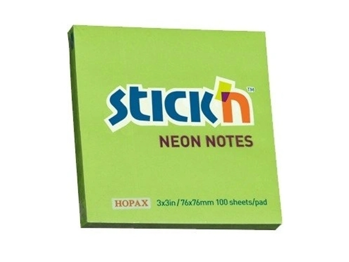 /notas Autoadesivas Verde Neon/ Pacote Com 100 Aquaforge (76 X 76 Mm)