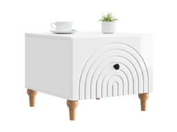 Mesa de Centro com Gaveta Branco Brilhante 49x50x40 cm MAISON EXCLUSIVE
