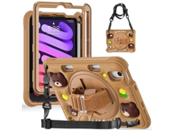 Capa Híbrida De Silicone E Pc Com Suporte Giratório E Design De Urso Para Ipad Mini 2024 / Mini 6.