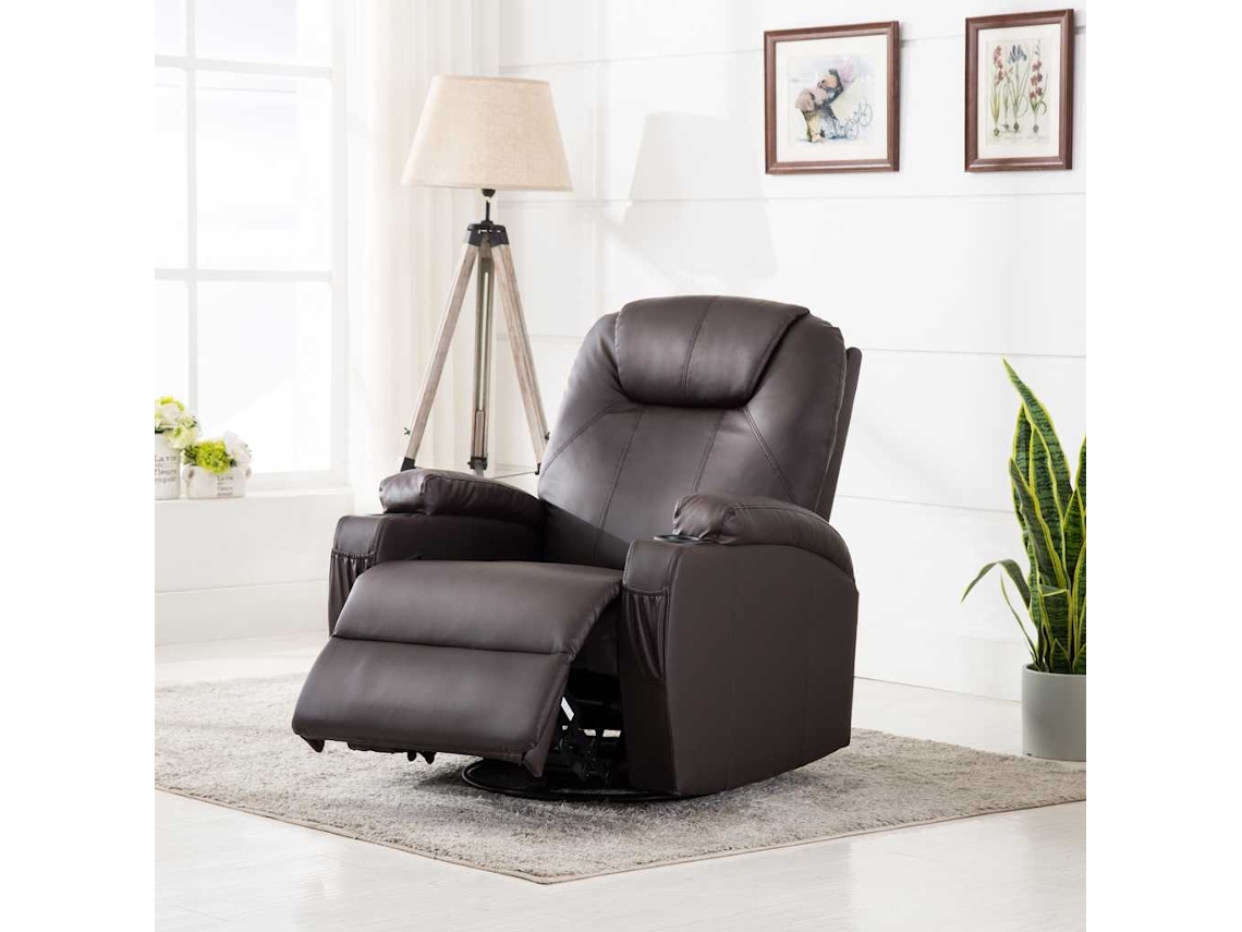 Vidaxl Cadeira Massagem Reclinável Couro Artificial Castanho
