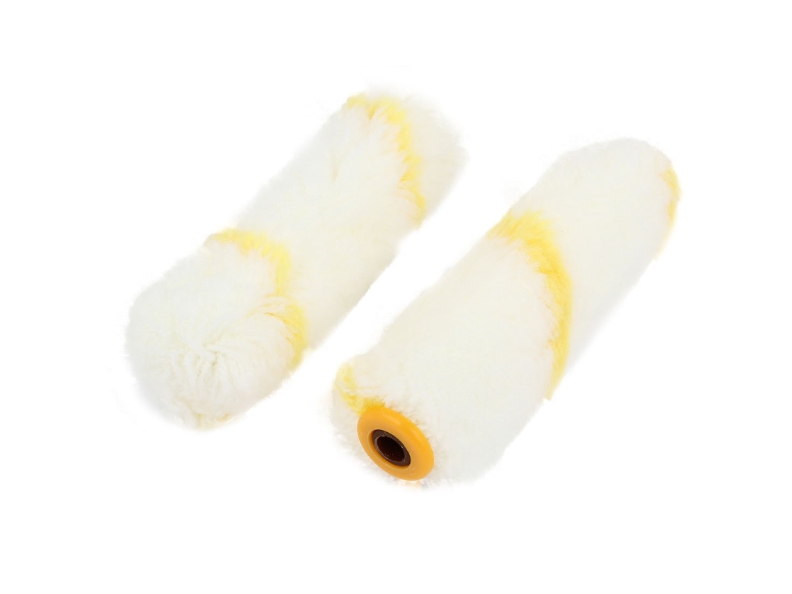 Conjunto de 4 Rolos Pintura para Decoração Piso e Parede, nas Cores Amarelo Branco, 10 Cm CHABERLU