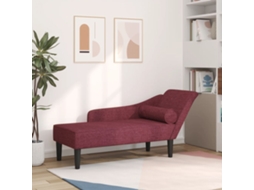 Vidaxl Chaise Longue Com Almofadões Tecido Vermelho Tinto