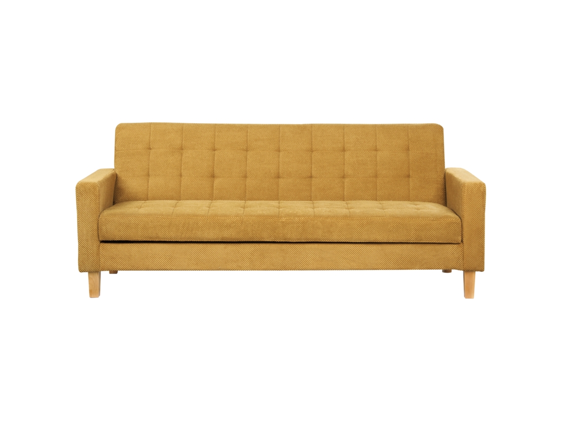 Sofá-cama BELIANI Vehkoo de Tecido Mostarda 200x77x86