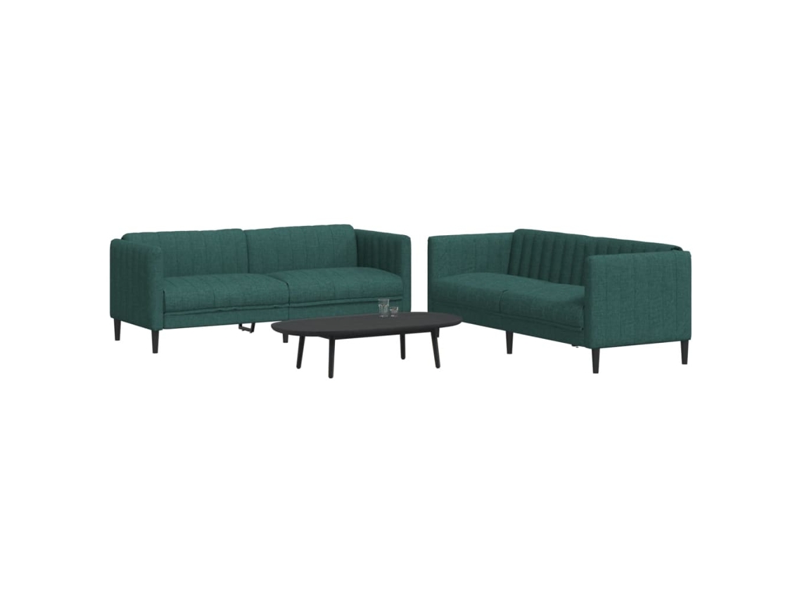 Vidaxl 2 Pcs Conjunto De Sofás Tecido Verde-escuro