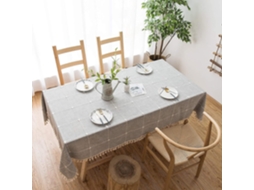 Lurelia Toalha De Mesa Retangular Oval Algodão Linho Cinza 78x116cm 99x137cm Lavável Antimanchas Antiderrapante Bordado