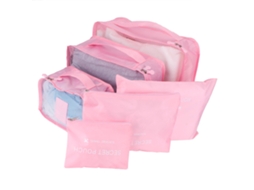 Conjunto de 6 sacolas de armazenamento para viagem organizador de embalagem mala nylon rosa S/MARCA
