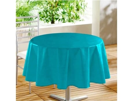 Toalha De Mesa Declino Redonda Lavável Azul (d 160 Cm)