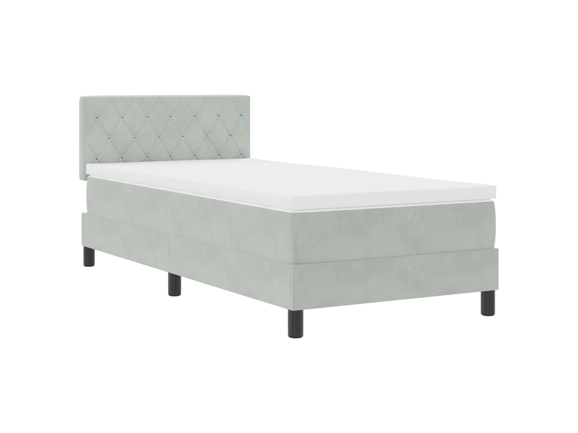 Conjunto 1 Cama Box Vidaxl Cinzento-claro Veludo (90 X 200 Cm)