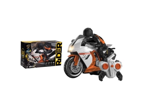 Moto Radio Control Rider Blanca Y Naranja Con Luces Y Sonidos 25650