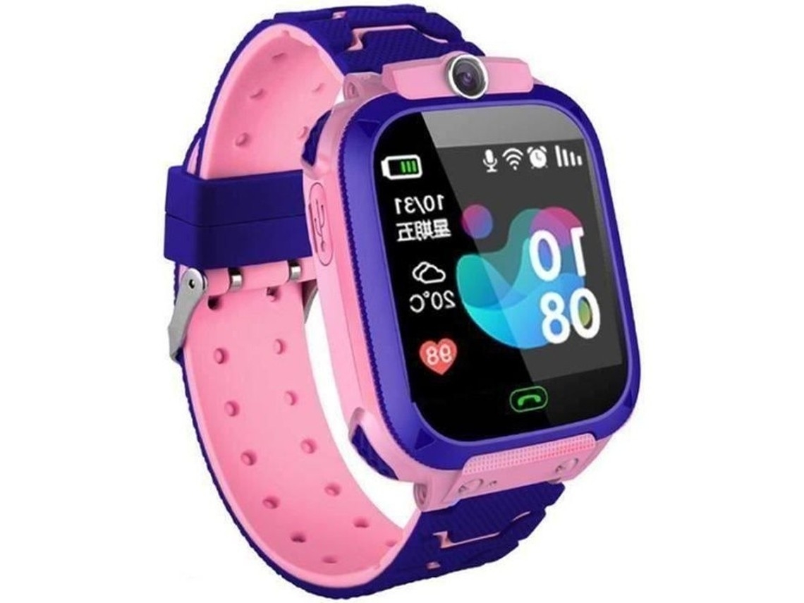 Smartwatch infantil com GPS, rastreador Wi-Fi, SOS, chamada, Android, rosa.
