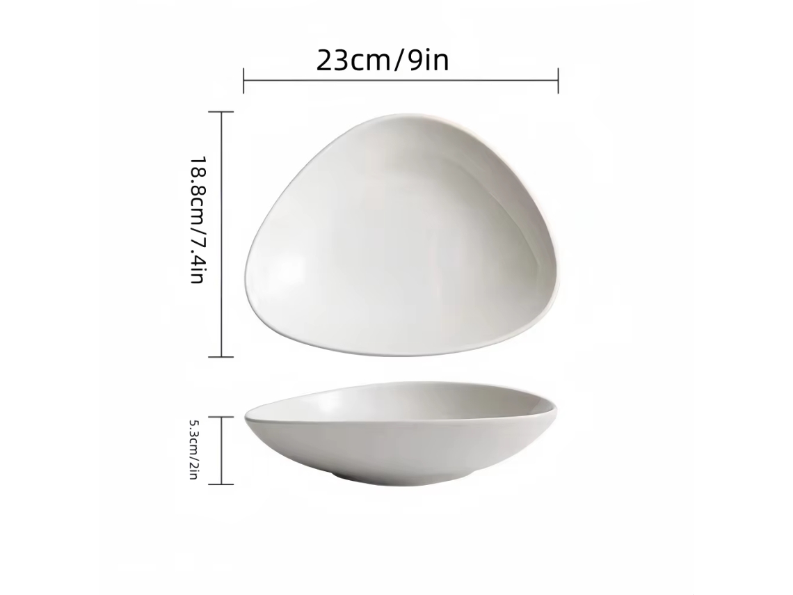 Copo Triangular Criativo de Cerâmica Japonesa para Salada, Próprio para Micro ondas, Ideal para Restaurantes. MDUG (branco)