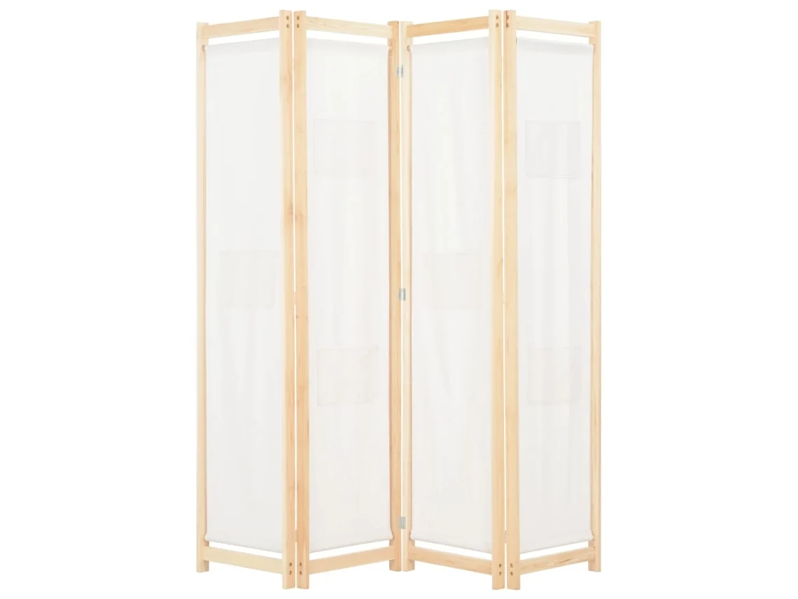 Vidaxl Divisória De Quarto Com 4 Painéis 160x170x4 Cm Tecido Cor Creme