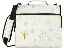 Pasta organizadora Macia Amarela com 3 argolas, para alças e diversos tipos de bolsas, ideal para a escola, com zíper resistente em tecido.