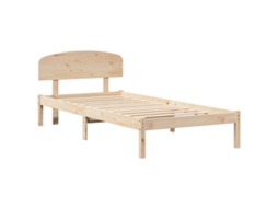 Conjunto 1 Estrutura De Cama Moderna Vidaxl Castanho Madeira De Pinho Maciça (80 X 200 Cm)