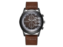 Relógio masculino simples para negócios com pulseira de PU, cor café, quartzo.