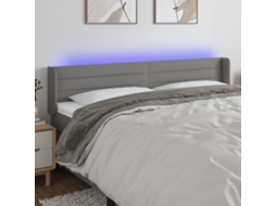 Vidaxl Cabeceira Cama C/ Luzes Led Tecido 183x16x78/88cm Cinza-escuro