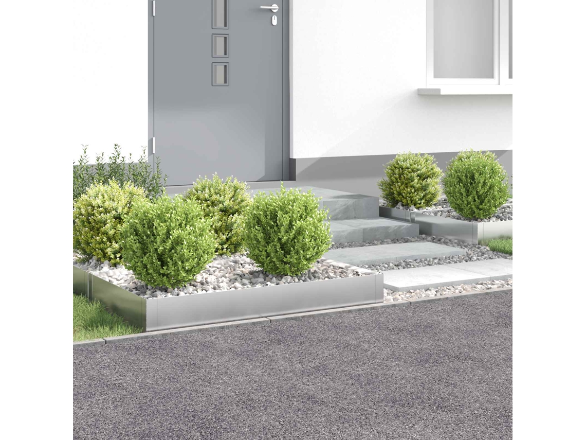 Vidaxl Acabamento Para Gramado 4 Unid. 100 X 60 X 20 Cm Aço Prateado