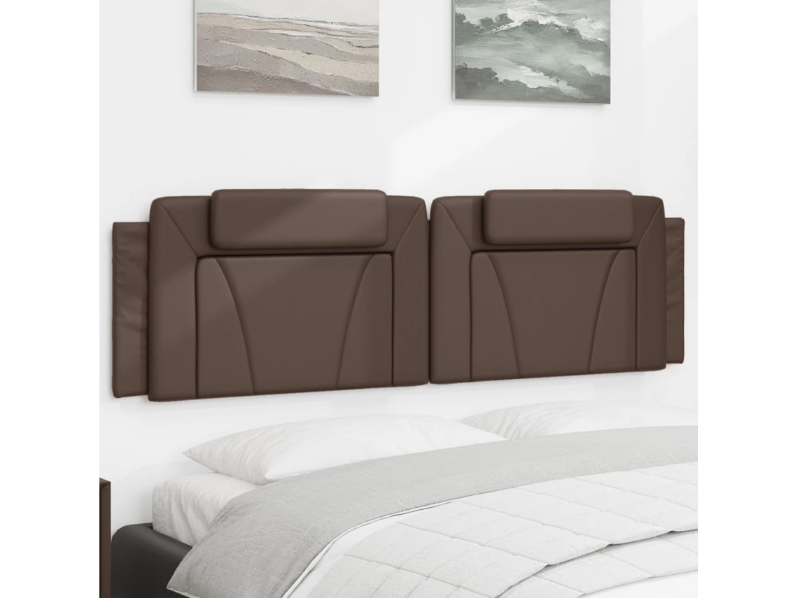 Vidaxl Almofadão De Cabeceira Viana 180 Cm Couro Artificial Castanho