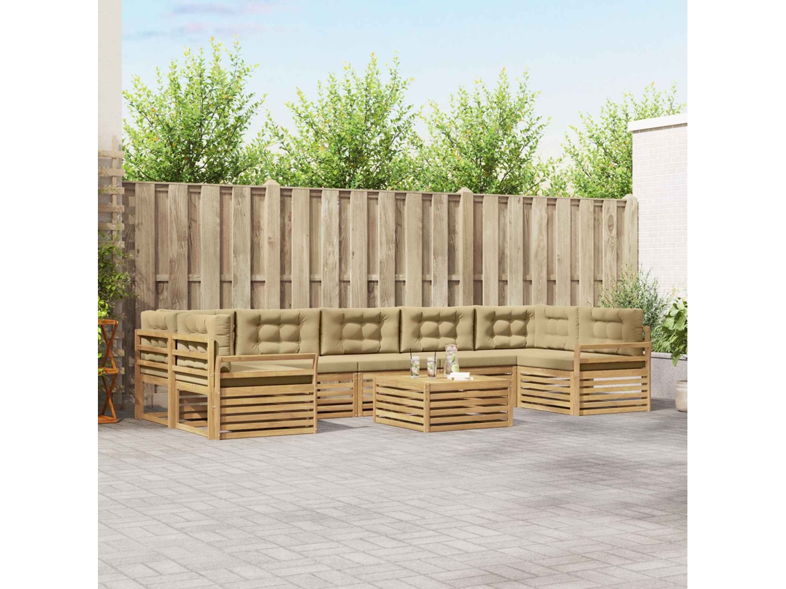 Vidaxl Conjunto De Sofás Para Exterior 8 Unid. Branco E Bege
