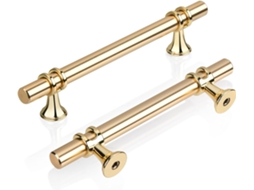 Pacote com 6 Empurradores de Armário de Cozinha com Empurrador T Dourado de 96 mm para Cozinha, Banheiro, Quarto, Mesa, Incluindo Parafusos Zeuxo