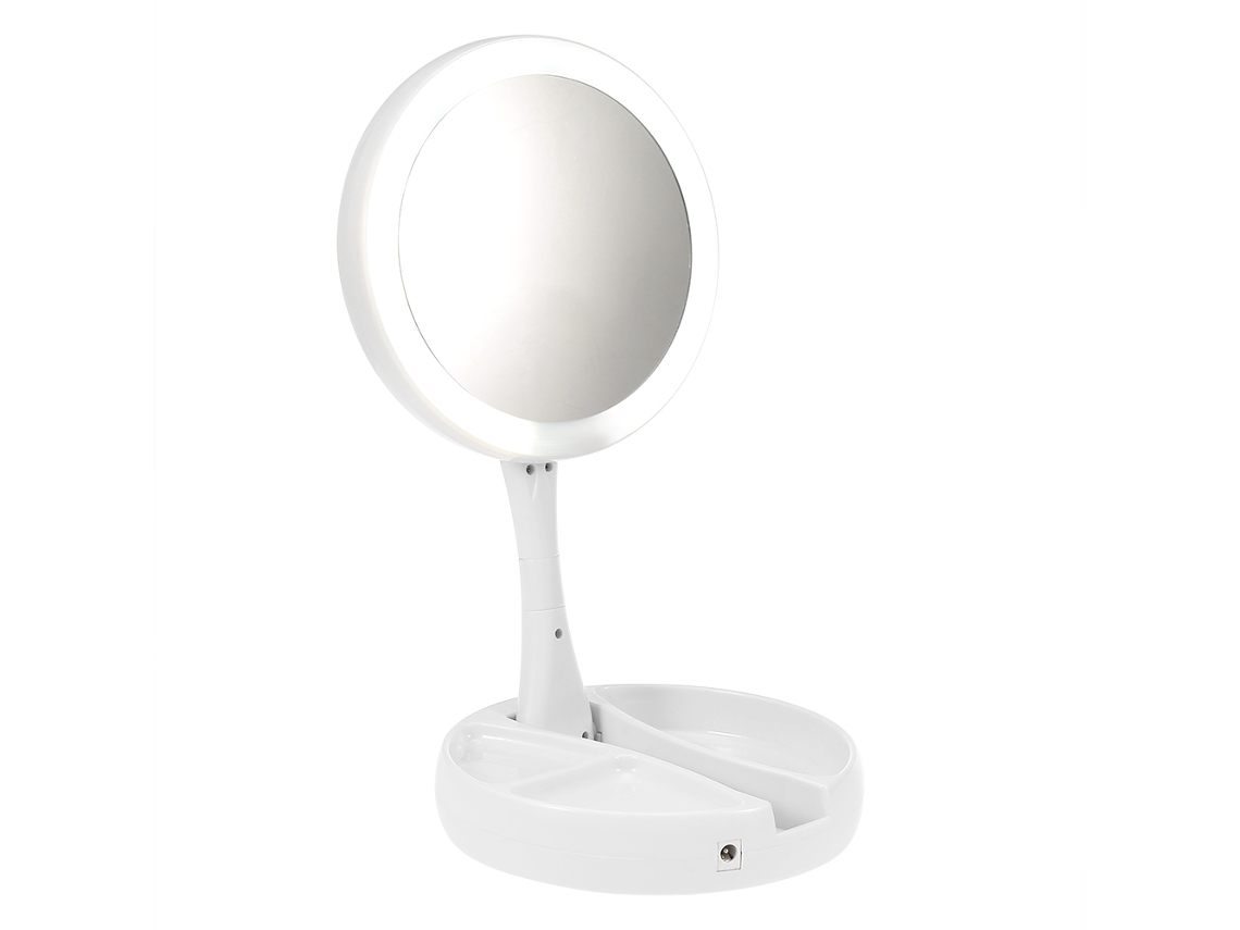 Espelho De Mesa Led Com 10x Ampliação Toque Ups Cosméticos