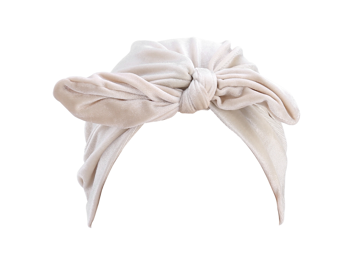 Chapéu De Turbante De Veludo Inverno Com Orelhas De Coelho Branco Quente Nova Mulheres Suave Chapéu Quimioterapia Cabelo