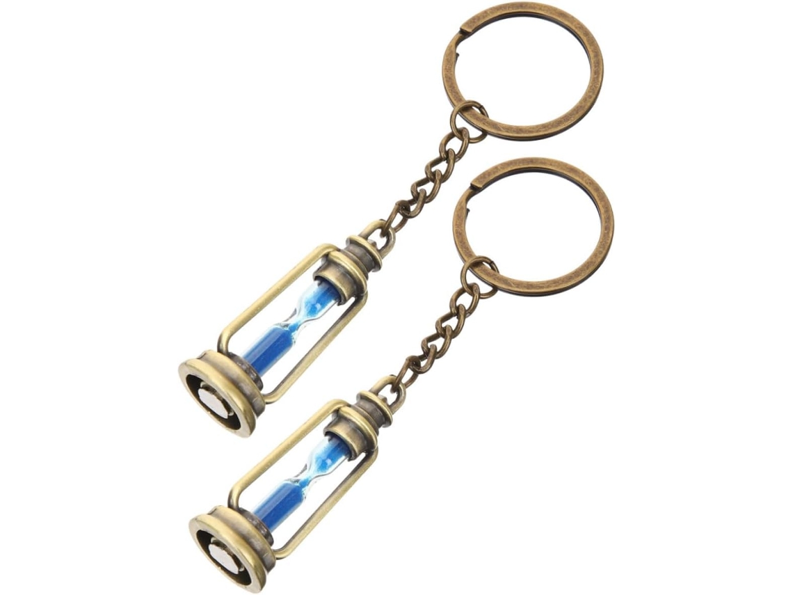Chaveiro Retrô Em Forma De Ampulheta De Metal Azul