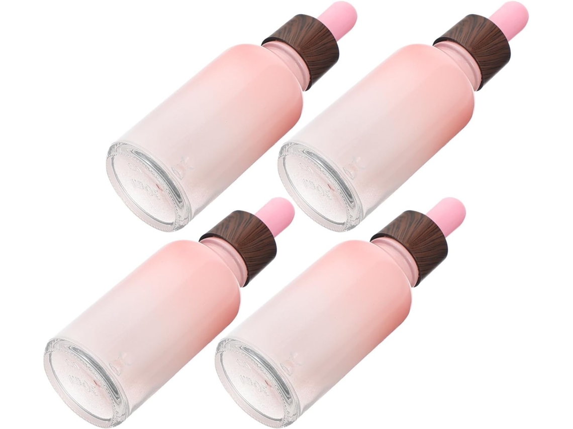 Conjunto de 4 frascos de vidro portáteis com conta-gotas de 30ml e tampas para viagem.