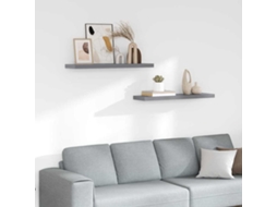 Vidaxl Prateleiras Parede Suspensas 2 Pcs 90x23,5x3,8cm Mdf Cinzento