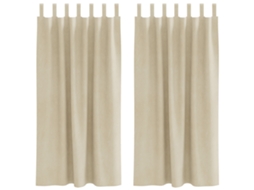 Conjunto 2 Cortinas Opacas Vidaxl Creme Veludo (140 X 175 Cm)