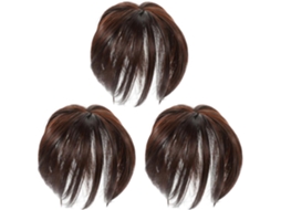Conjunto de 3 apliques de cabelo em fibra sintética castanha para mulheres, que adicionam volume e estilo.