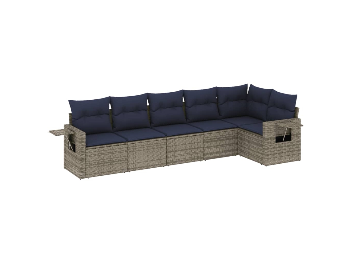 Conjunto de Sofá de Jardim, 6 Peças, Almofadas, Rattan Cinza MAISON EXCLUSIVE