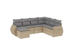 Maison Exclusive - 7 Pcs Conjunto De Sofás P/ Jardim Com Almofadões Vime Pe Bege