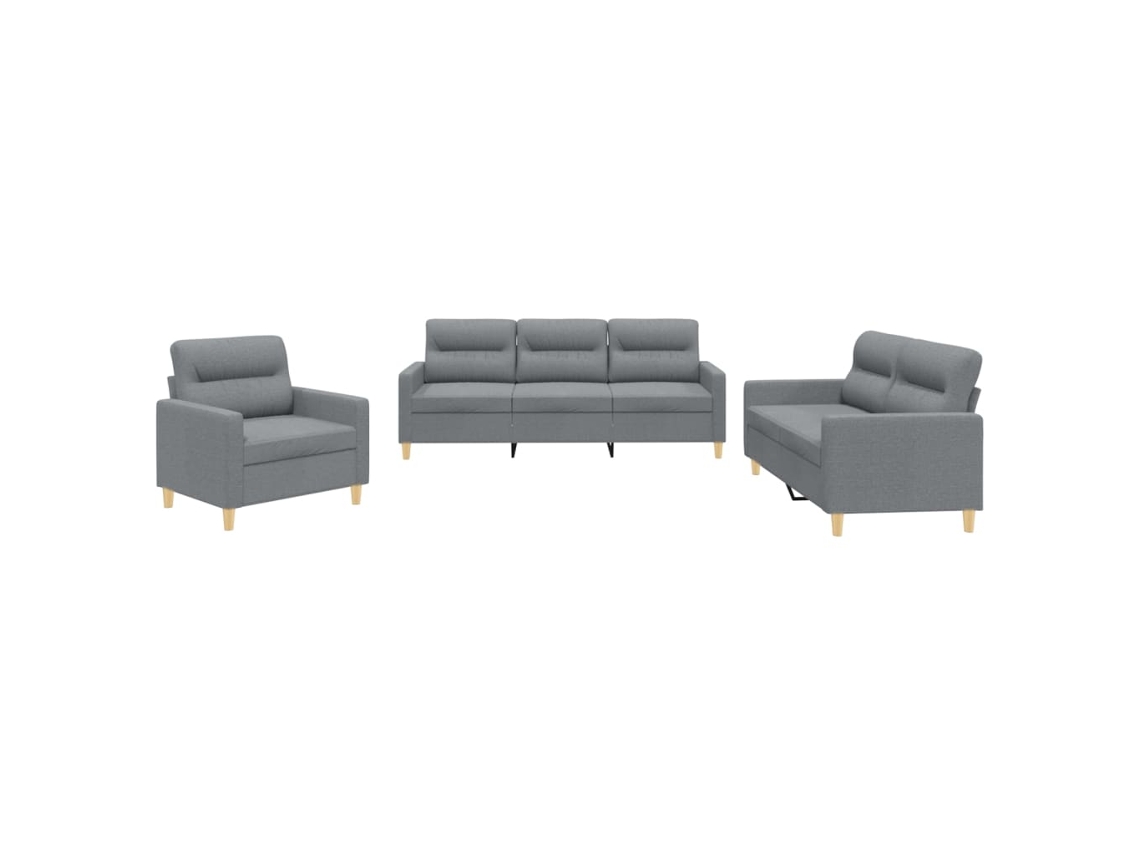 Conjunto de 3 Sofás com Almofadões Microfibra Cinzento Claro MAISON EXCLUSIVE