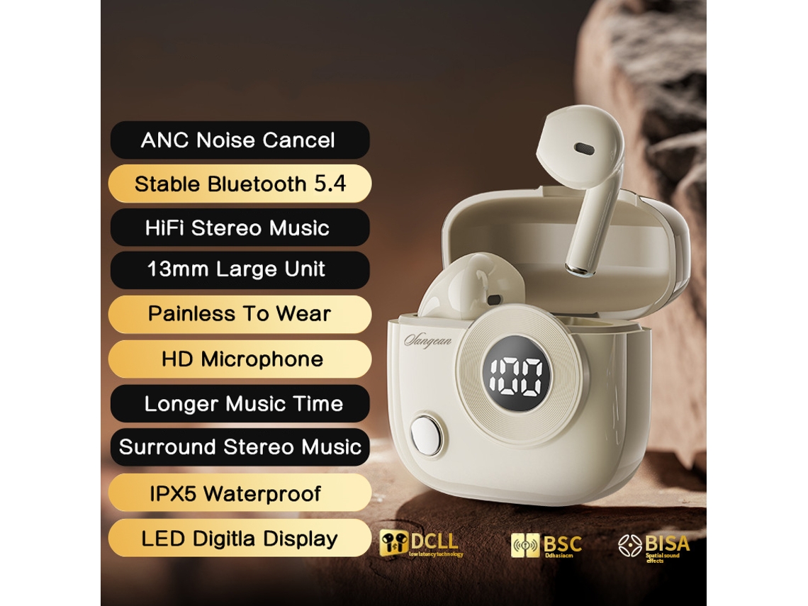 Fones de Ouvido Sem Fio com Bluetooth Áudio Microfone Visor Led MDUG (cinza)