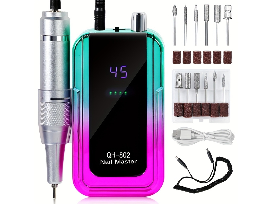 45000rpm Elétrica Unhas Broca Carregamento Usb Unhas Arquivo Ferramenta De Manicure E Pedicure De Baixo Ruído Verde Yunzii