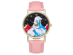 Reloj De Cuarzo Con Correa De Piel Pu Moda Dial Redondo Unisex Pulsera (rosa)