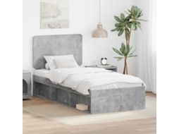 Vidaxl Estrutura Da Cama Com Cabeceira Cinza Concreto 100 X 200 Cm
