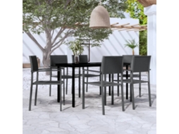 Jogo De Jantar 7 Peças Para Jardim Preto Dkd Home Decor