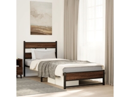 Cama De Solteirocama De Adultoestrutura De Cama Sem Colchão 107x203cm Metal Carvalho Castanho Wsd77207