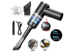 Aspiradora Sem Fio S/MARCA, recarregável, USB, 120W, 6000Pa, para carro e casa, com filtros laváveis