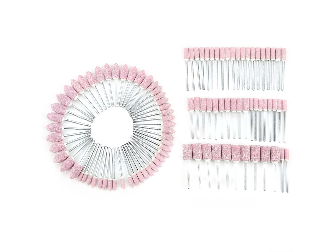100 Peças De Cabeças De Esmeril E Polido Cerâmico Cilíndricas E Em Forma De Bala (punho 3mm)
