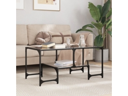 Vidaxl Mesa De Centro Com Topo Em Vidro Preto 98,5x50x45 Cm Aço