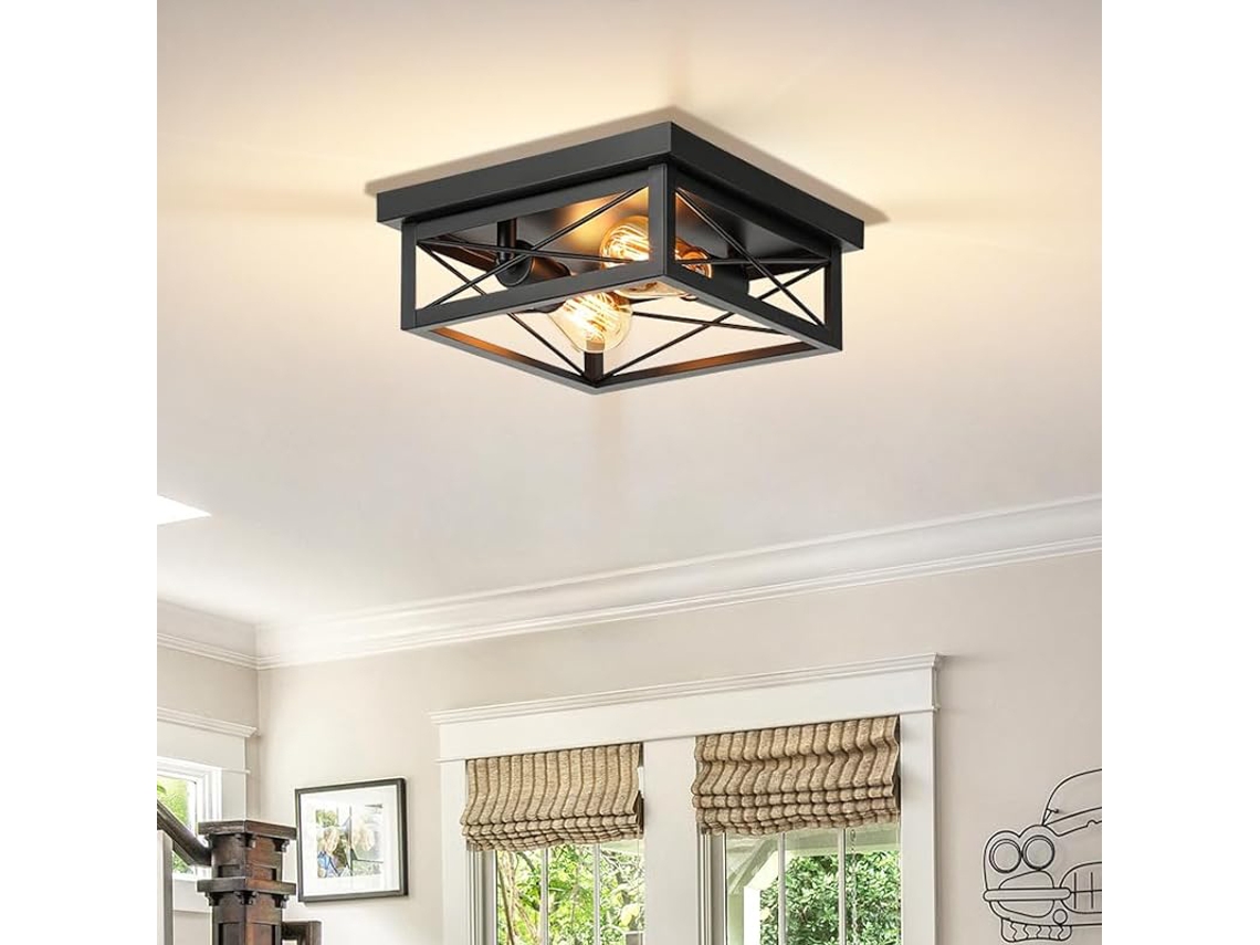 Luminária de Teto Americana em Estilo Retrô Industrial, Feita de Ferro. MDUG